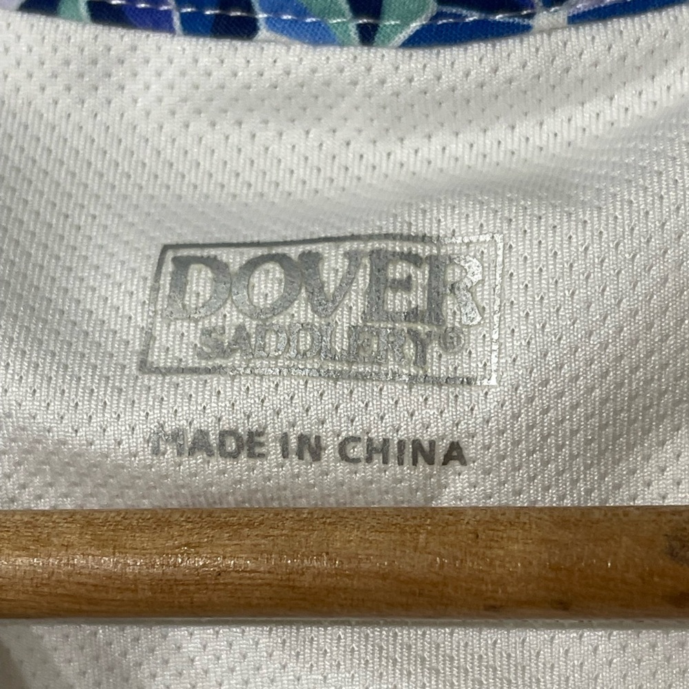 Dover Saddlery | White Polo with Blue Geometric Collar - Picture 3 of 4
